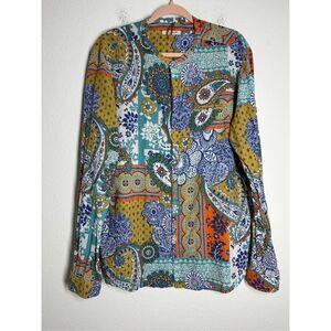 ALTATENSIONE Men's Paysley Button Down Shirt Long Sleeve Cotton Sz M *See Notes